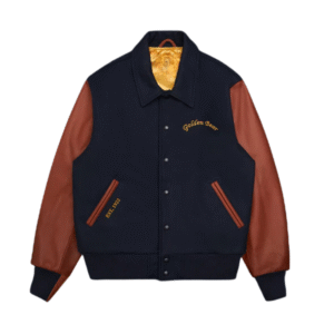 NAVY MELTON WOOL/MAHOGANY LEATHER CLASSIC FIT - PREMIUM VARSITY JACKET