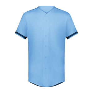 COLUMBIA BLUE/NAVY CUTTER + FULL BUTTON BASEBALL JERSEY