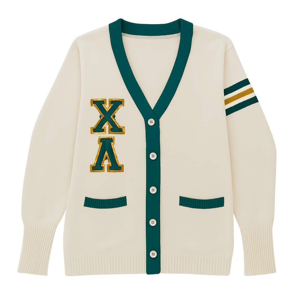 Contrasting Color Modern Varsity Cardigan/Sweater includes 2 free patches