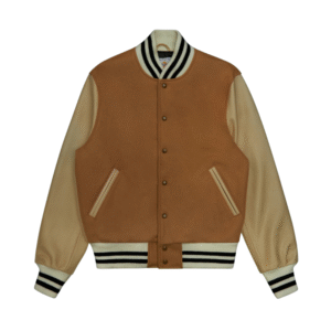 CAMEL MELTON WOOL/BEIGE LEATHER - PREMIUM VARSITY JACKET